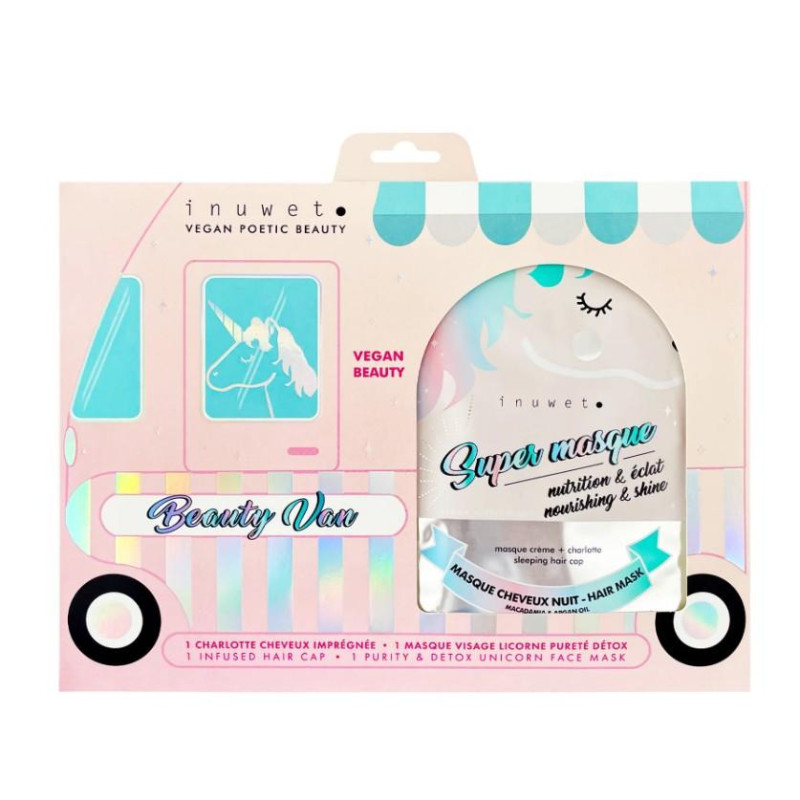 INUWET BEAUTY VAN COFFRET MASQUES LICORNE CHEVEUX ET VISAGE DETOX