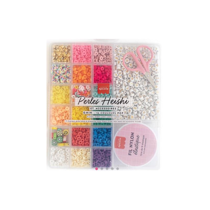 Boîte de 16 couleurs de perles heishi 6 mm - Pop