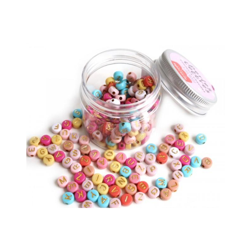 Pot perles lettres – Couleurs chaudes