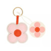 Porte-clés en simili cuir - Marguerite rose