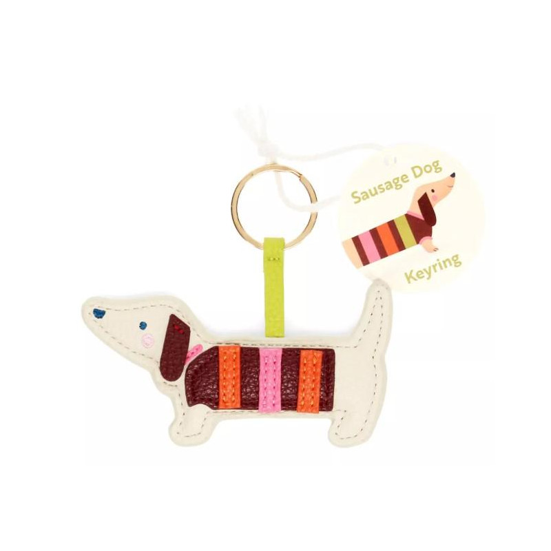 Porte-clés en simili cuir - Chien Saucisse