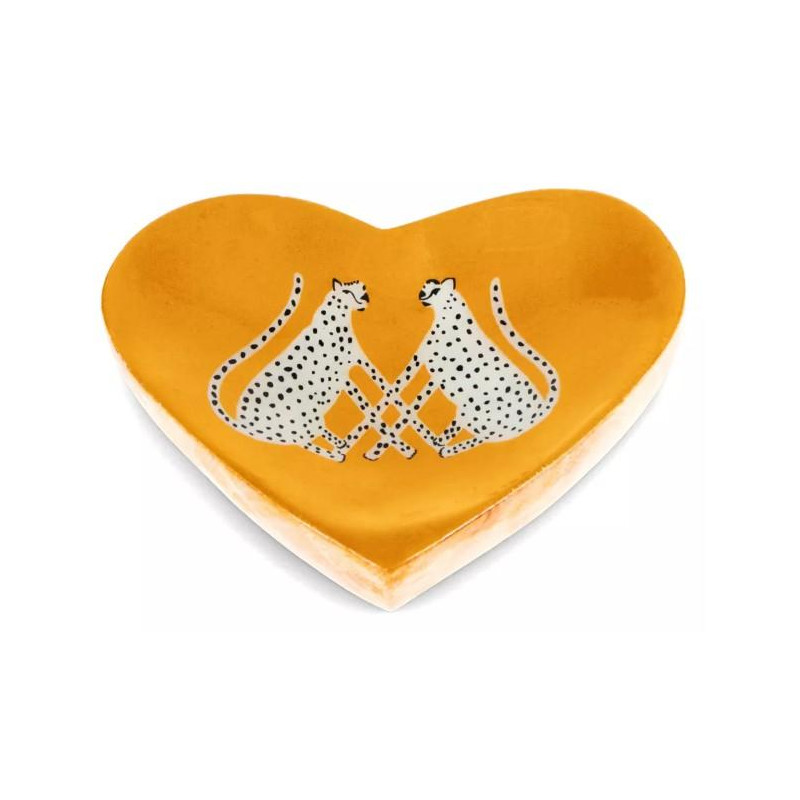 Coupelle à bijoux en bois en forme de coeur - Léopards