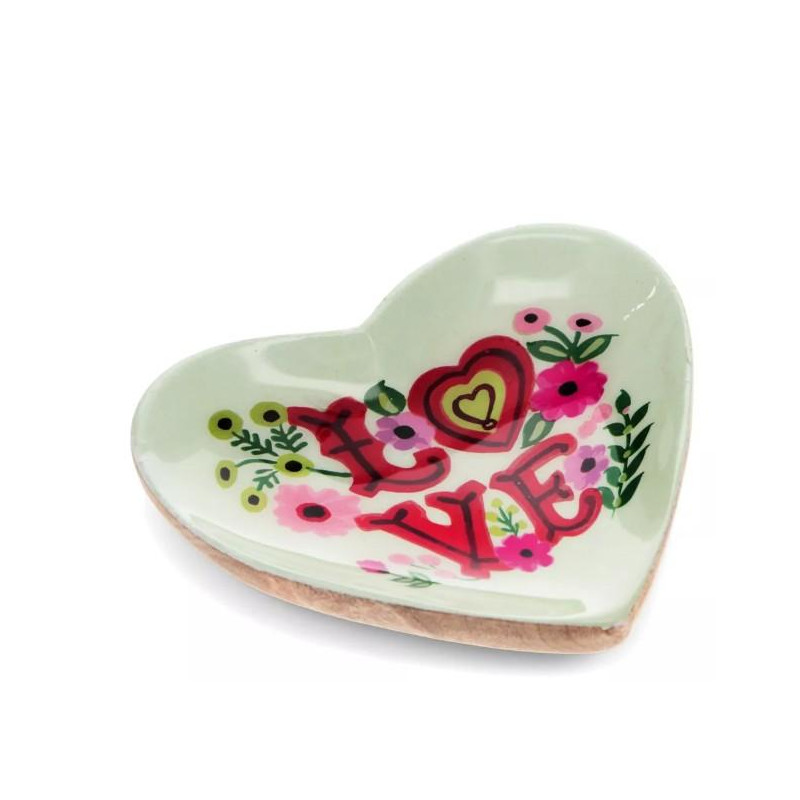 Coupelle à bijoux en bois en forme de coeur - Amour