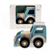 Véhicule à pousser en bois - Camion pelleteuse (bleu)