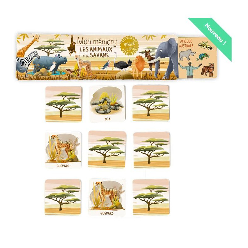 JEU MEMORY ANIMAUX DE LA SAVANE