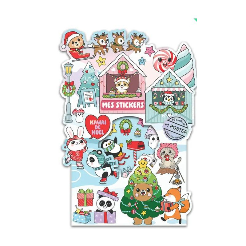 JEU STICKERS + POSTER Noël Kawaï