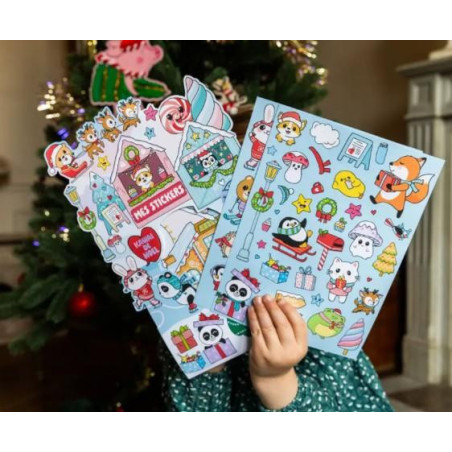 JEU STICKERS + POSTER Noël Kawaï