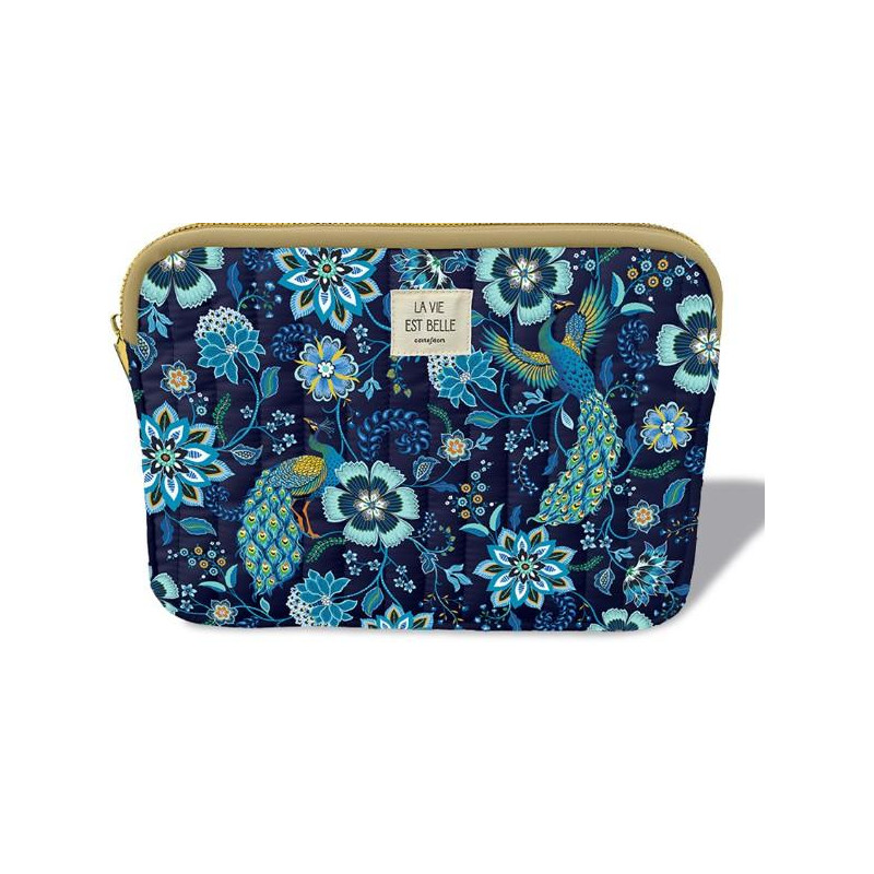 HOUSSE POUR ORDINATEUR PAONS BLEUS