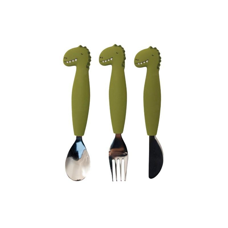 Couverts 3 pièces en silicone - Dino