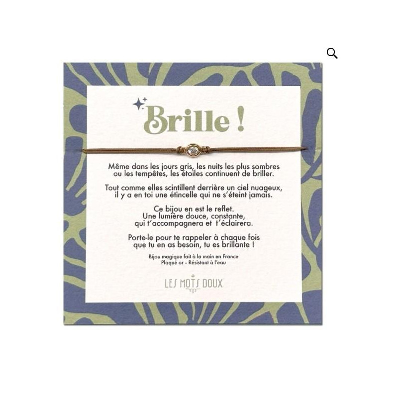 BRACELET BRELOQUE BRILLE TAUPE OR