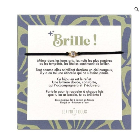 BRACELET BRELOQUE BRILLE PRUNE OR