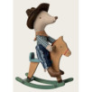 Souris Cow-boy sur son cheval à bascule, Petit frère