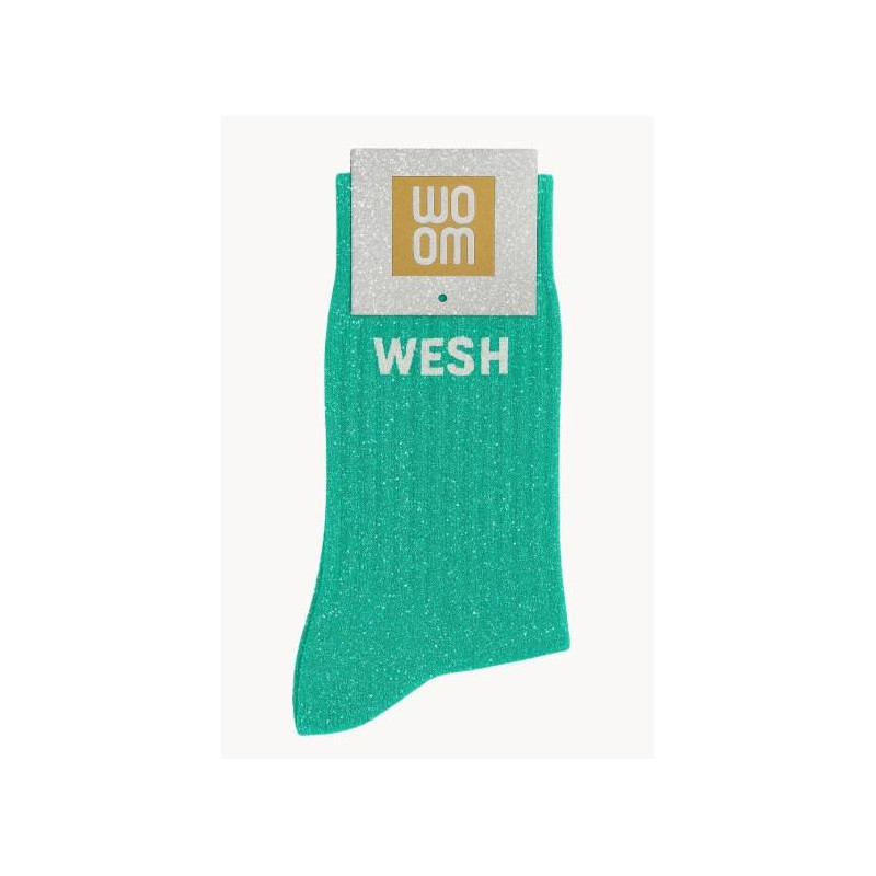 Chaussettes à Paillettes à message Wesh - Green Queen