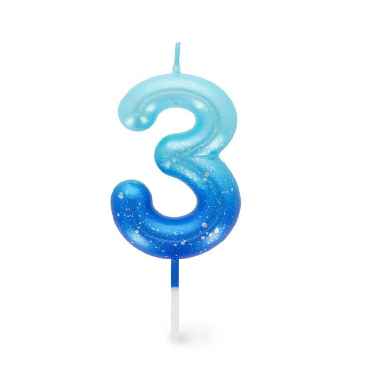 HAPPY BIRTHDAY CANDLE - BOUGIE POUR GÂTEAU - 3 - BLUE