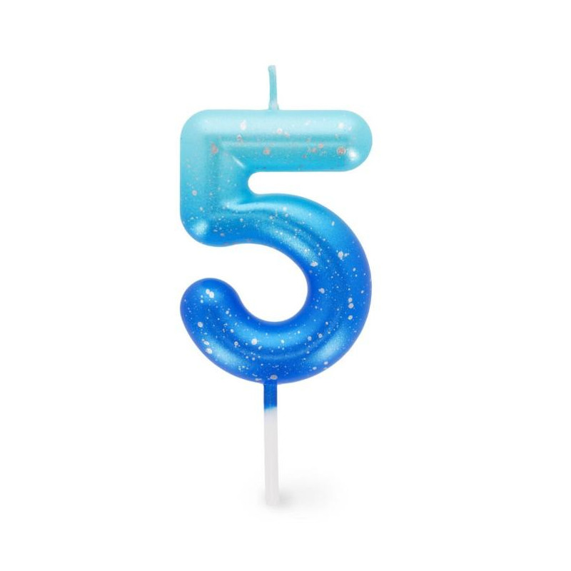HAPPY BIRTHDAY CANDLE - BOUGIE POUR GATEAU - 5 - BLUE